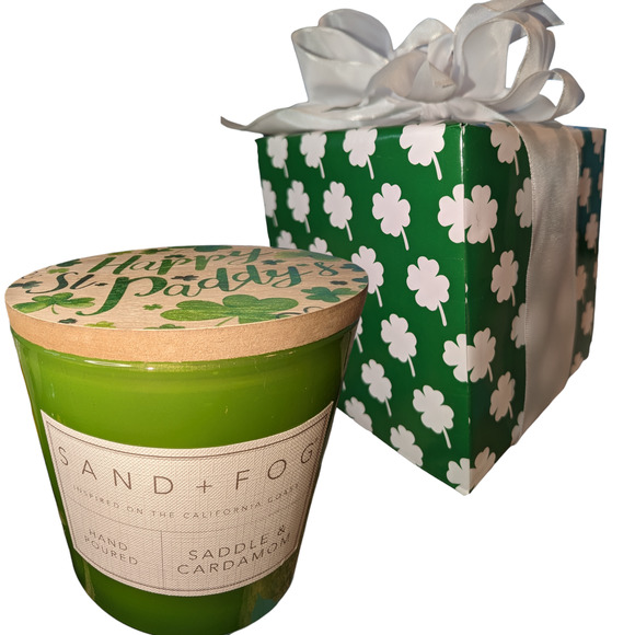 Sand + Fog 21oz Happy St Paddy's Saddle & Cardamom Candle - Gift Wrapped - Picture 1 of 6